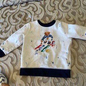 Polo by Ralph Lauren Kids White and Blue Bear Graphic Sweatshirt